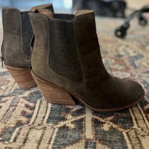 Sofft Tara Leather Booties, dark taupe, women's size 10